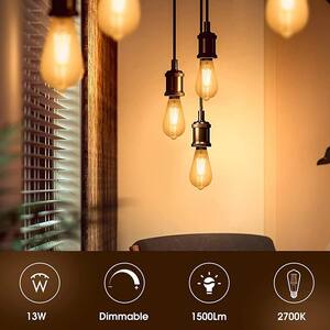 150-Watt Equivalent ST64 Dimmable LED Edison Light Bulb in Warm White (4-Pack)