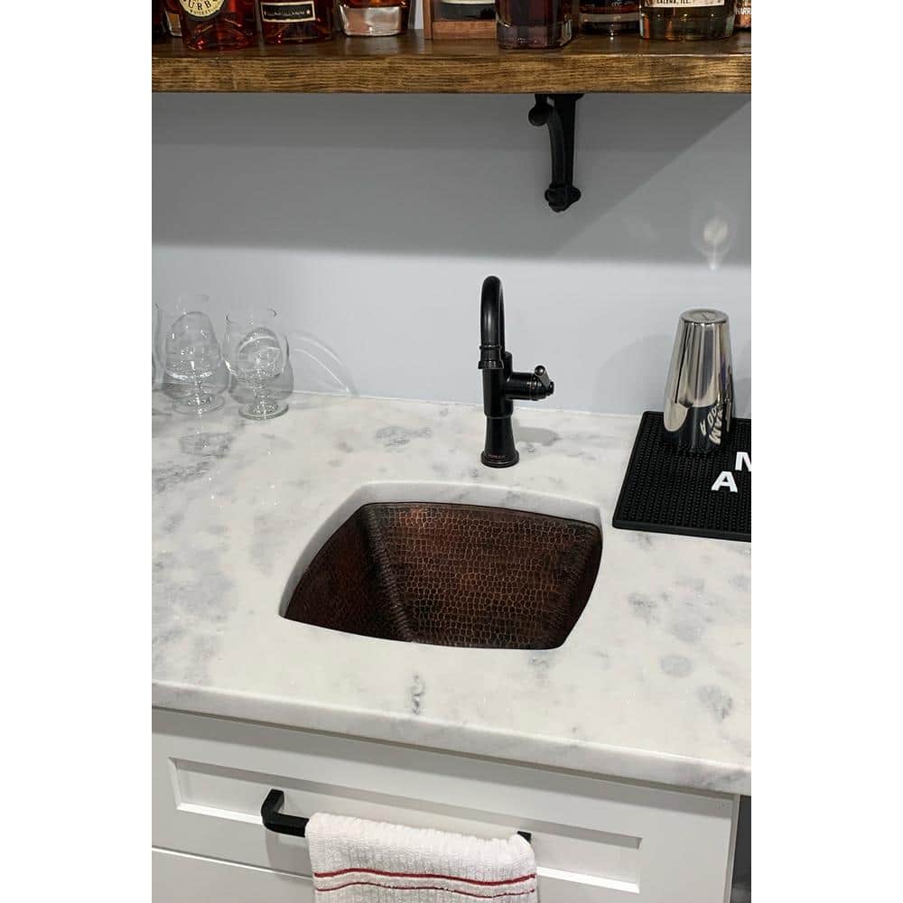 15" Square Hammered Copper Bar Sink in Oil Rubbed Bronze Finish