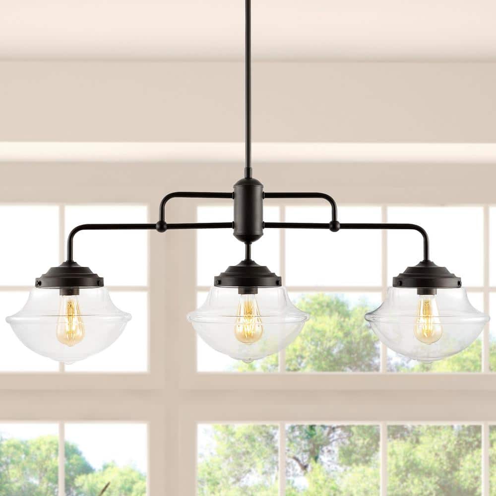 Avery 37.5" Oil-Rubbed Bronze 3-Light Industrial Rustic LED Linear Pendant