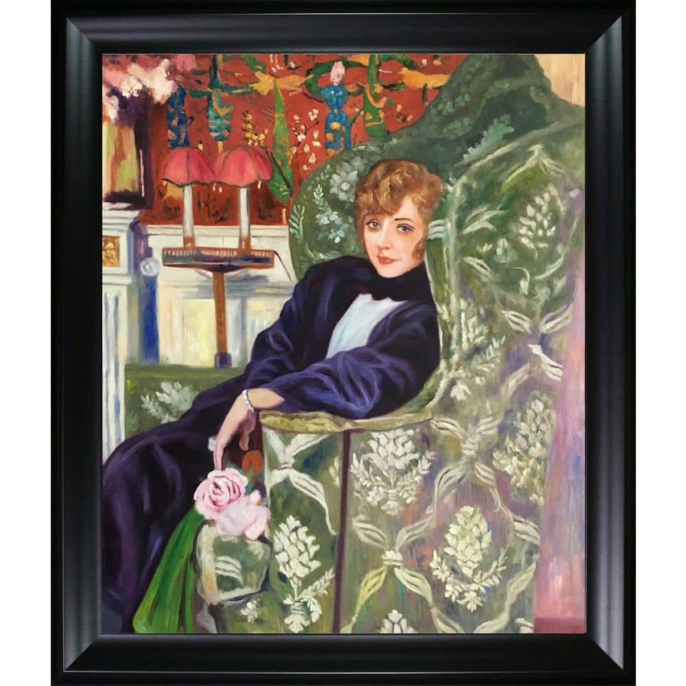 La Pastiche Yvonne Printemps in An Armchair by Edouard Vuillard Black Matte Framed People Oil Painting Art Print 25 in. x 29 in., Green