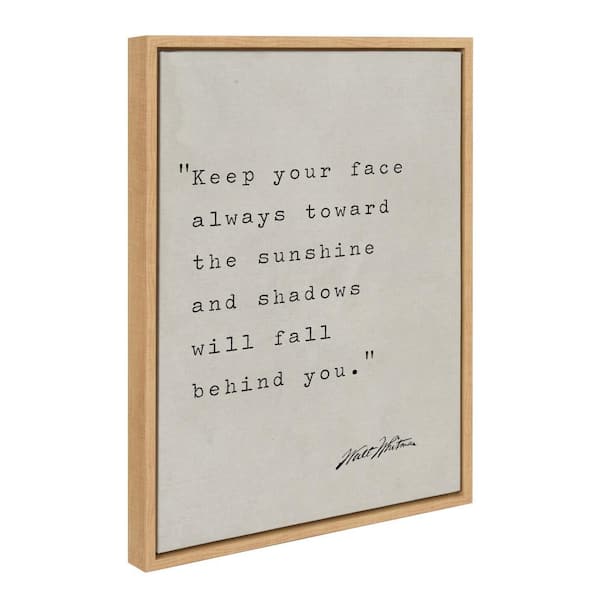 Kate and Laurel Sylvie Keep Your Face Walt Whitman by Saint and Sailor Studios Natural Framed Art Print 18 in. x 24 in.