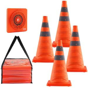 Traffic Safety Cones, 18in. Safety Cones Collapsible Traffic Cones, Construction Cones with Reflective Collars, 4-Pieces