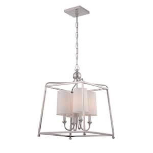 Sylvan 4-Light Polished Nickel Shaded Chandelier with Silk Shade