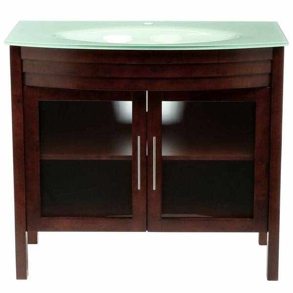 Bellaterra Home Bradford W 40 in. Single Vanity in Walnut with Glass Vanity Top in Aqua