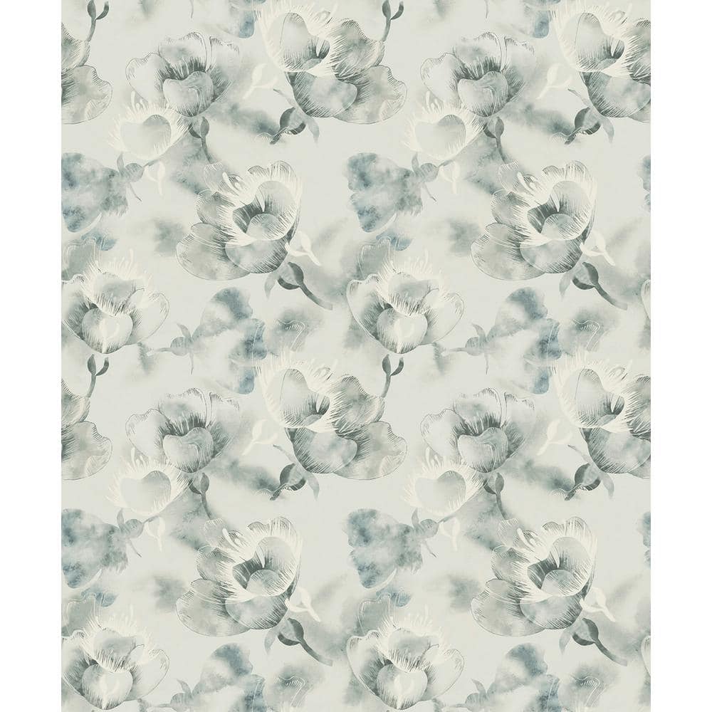 Falkirk Ophia Distressed Flowers Grey, White Vinyl Peelable Roll (Covers 57