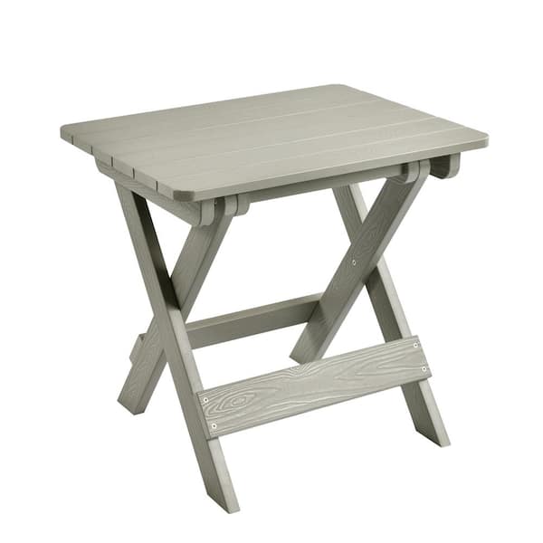 Hooowooo Lanier Light Gray Rectangle Plastic Outdoor Folding and Portable Side Table