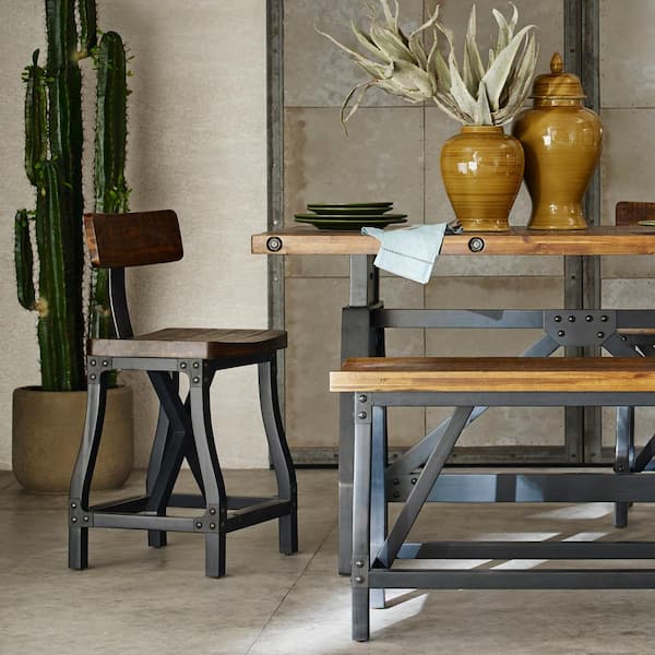 INK+IVY Lancaster 24.5 in. Amber Wood, Counter Stool