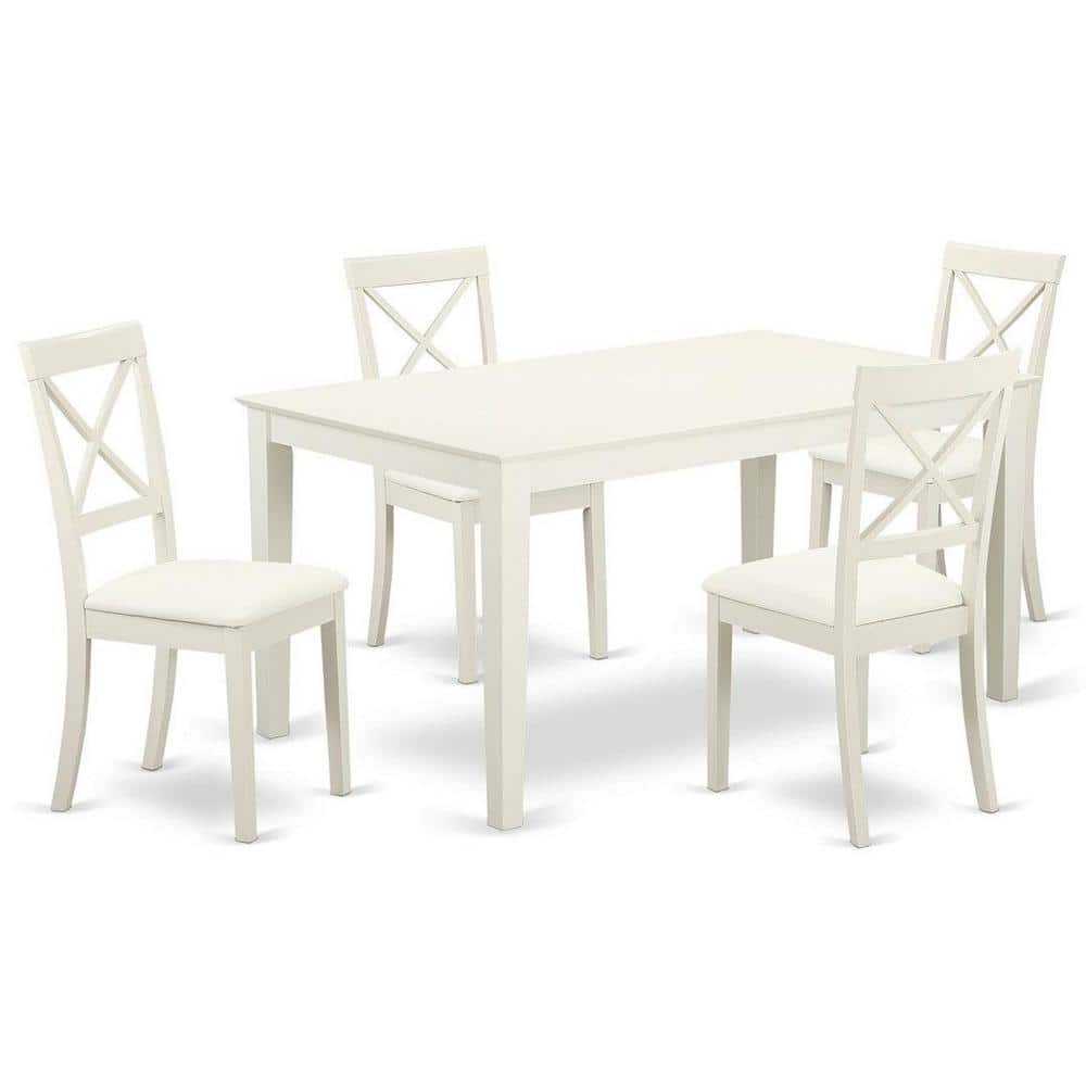 5-Piece Linen White Finish Solid Wood Top - Dining Room Set - Seats 4 price history on PriceWatchPro