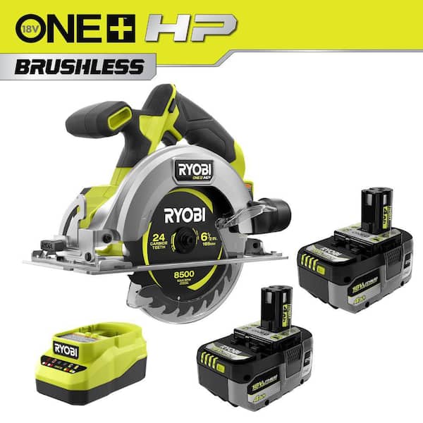 ONE+ HP 18V Brushless Cordless Compact 6-1/2 in. Circular Saw Kit with (2) 4.0 Ah HIGH PERFORMANCE Batteries and Charger