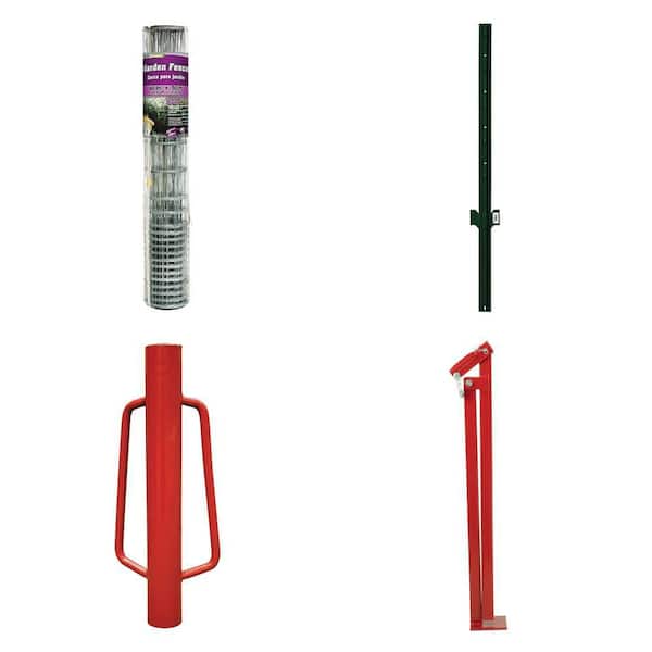 40 in. x 50 ft. Steel Rabbit Fence, 5 ft. Steel U-Post, Post Driver and 38 in. Fence Puller Combo