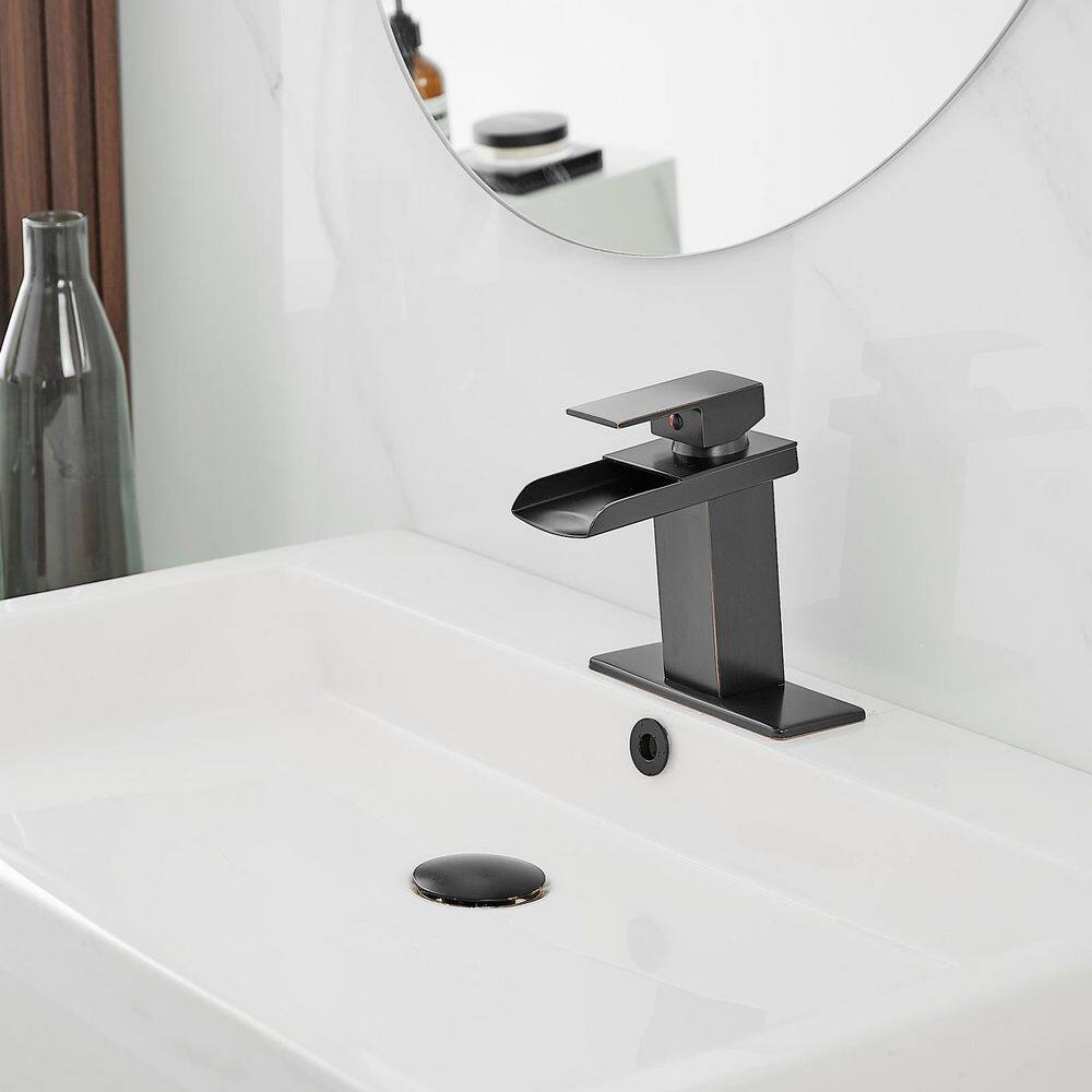 Oil-Rubbed Bronze Single-Handle Waterfall Bathroom Faucet