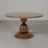 Three-quarter view of the Kennedy 30-inch Walnut Finish Round Mango Wood Bulbed Pedestal Coffee Table.