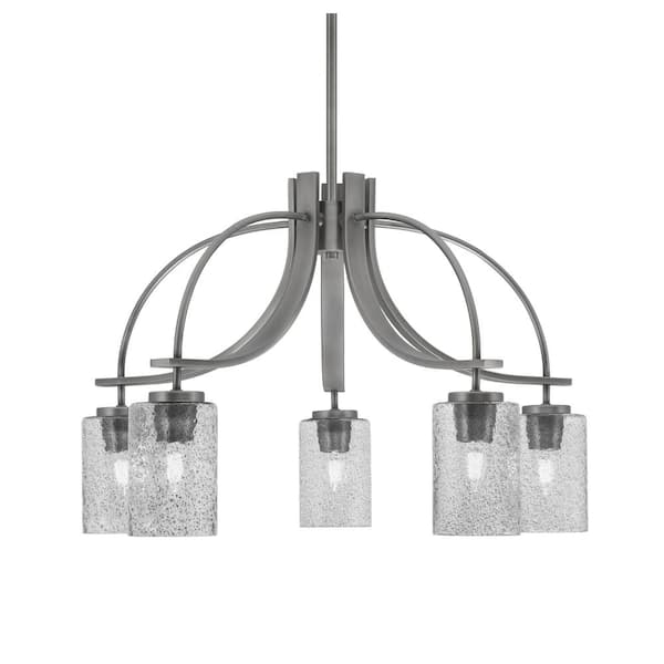 Unbranded Olympia 16.5 in. 5-Light Graphite Downlight Chandelier Smoke Bubble Glass Shade