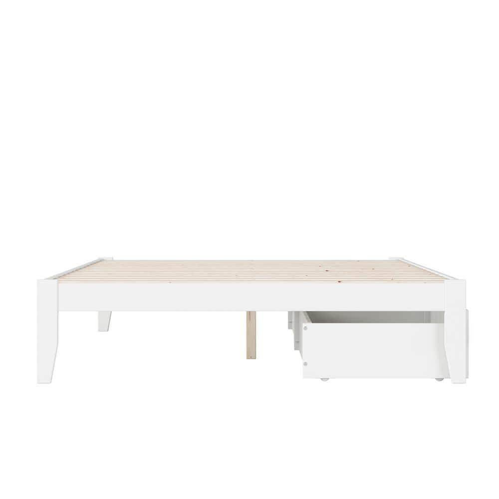Colorado Queen Platform Bed with USB Charging and Dual Storage Drawers in White