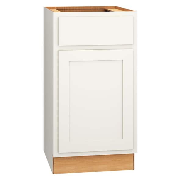 QuickShip Cottage 18 in. W x 21 in. D x 34.5 in. H Assembled Plywood Shaker Bath Base Cabinet in White Partial Overlay