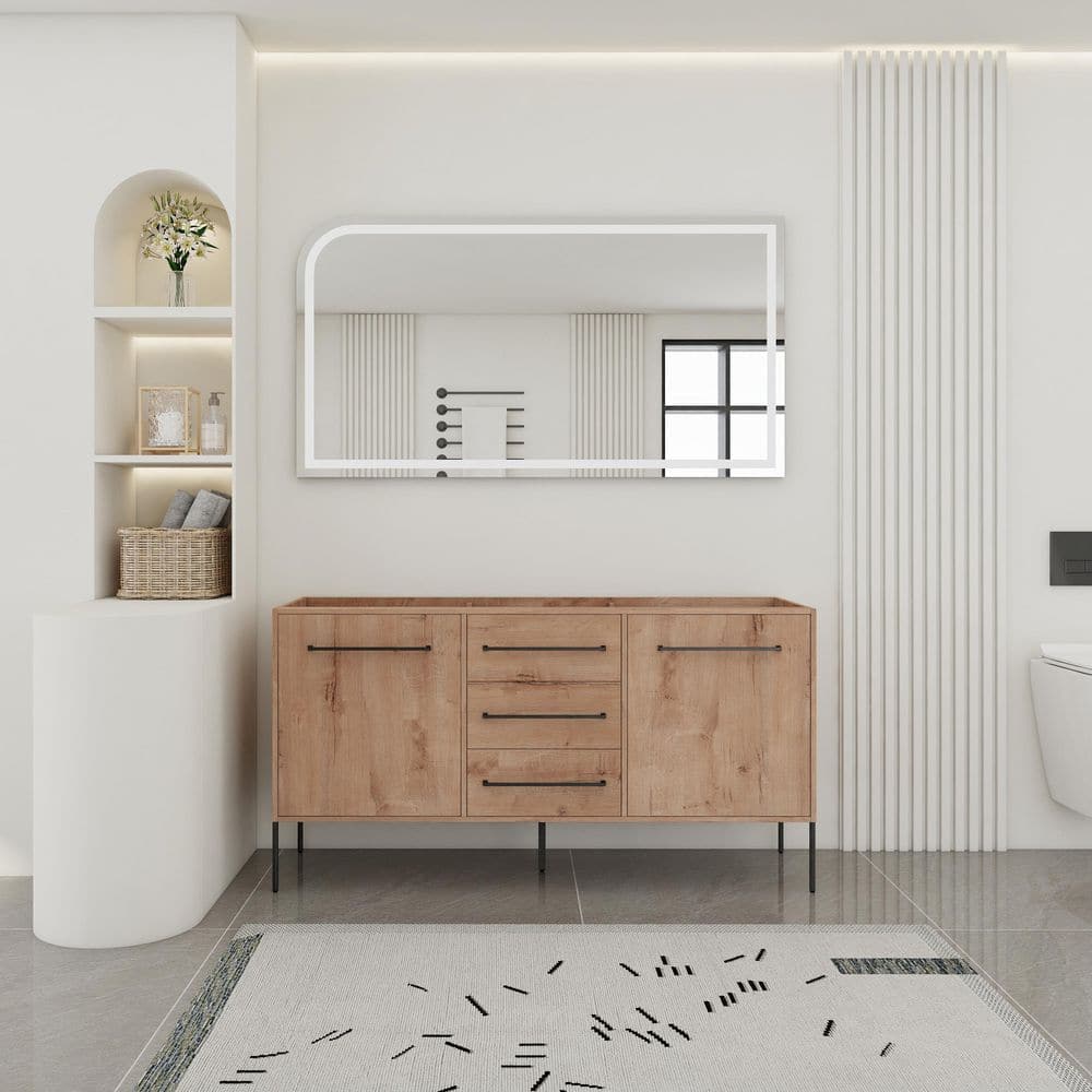 Jonah 58.69 in. Bath Vanity Cabinet without Top in Imitative Oak with 2 Soft-Close Doors and 3 Drawers price history on PriceWatchPro