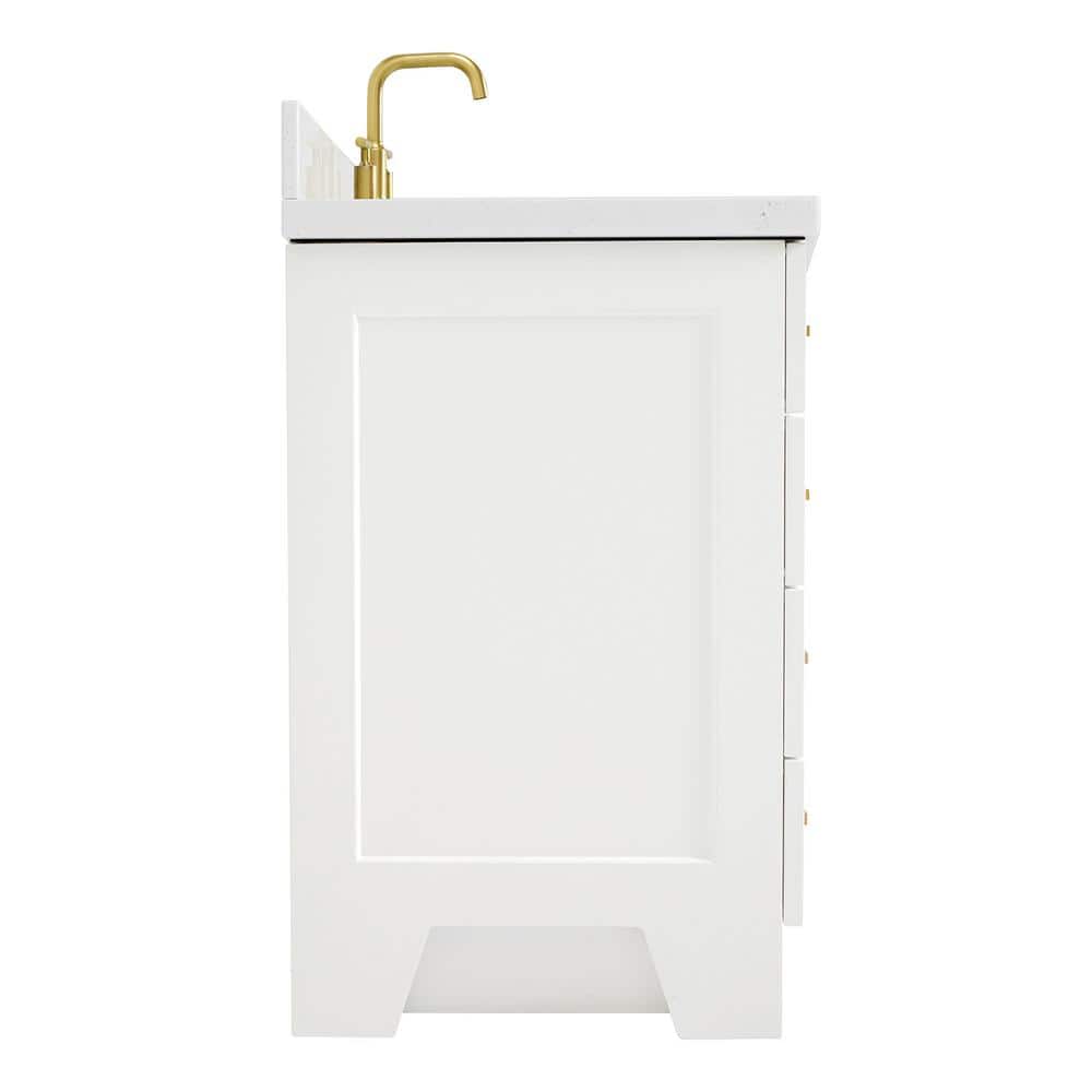 Taylor 66" White Freestanding Single Basin Vanity with Gold Hardware