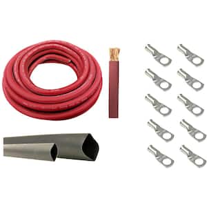6-Gauge 10 ft. Red Welding Cable Kit Includes 10-Pieces of Cable Lugs and 3 ft. Heat Shrink Tubing