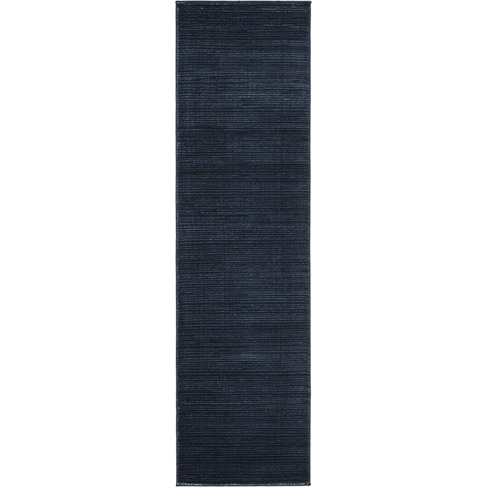 Black Polypropylene 2 ft. 2 in. x 8 ft. Solid Color Indoor Runner Rug