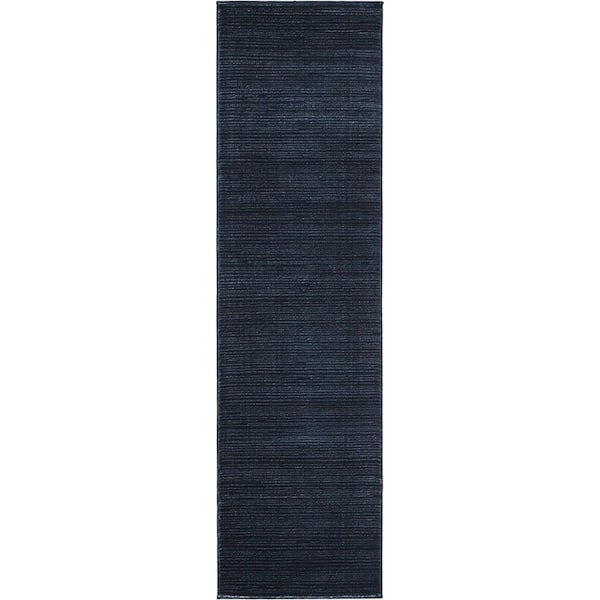 Unbranded Black Polypropylene 2 ft. 2 in. x 8 ft. Solid Color Indoor Runner Rug