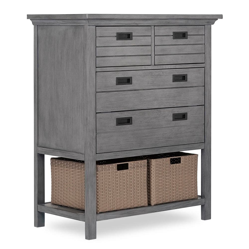 Evolur Waverly 4-Drawer Rustic Grey Chest with Baskets 893-RG