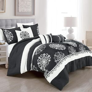7-Piece All Season Bedding Queen Size Comforter Set, Ultra Soft Polyester Elegant Bedding Comforter