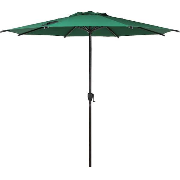 Unbranded 9 ft. Steel Market Tilt Patio Umbrella in Dark Green with Push Button Tilt