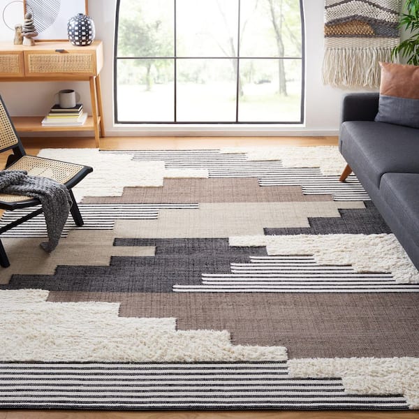 Kenya 9 ft. x 12 ft. Black/Ivory Abstract Geometric Area Rug