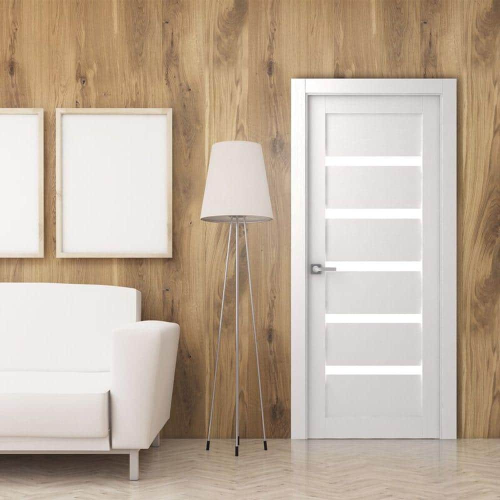 24" x 80" White MDF and Satin Glass Prehung Interior Door