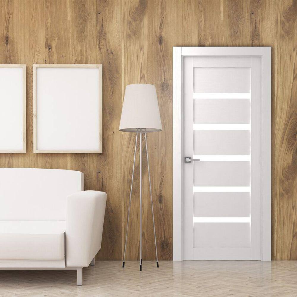 28" x 80" Right-Handed 5 Lite Satin Glass Primed MDF Interior Door