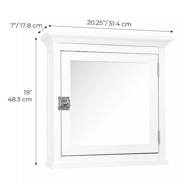 Teamson Home Madison 20.24 in. W x 19 in. H x 7 in. D Removable Medicine Cabinet with Mirrored Door in White