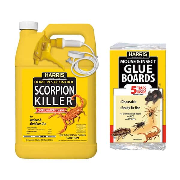 Harris 1 Gal. Scorpion Killer Spray and Pest Glue Boards (5-Pack)