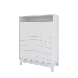 35.8 in. Rectangular White Secretary Desks with Built-In Storage