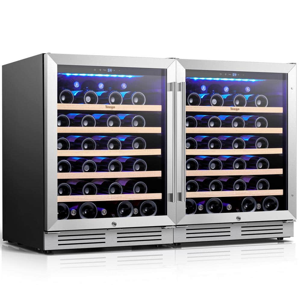 48 in. Double Zone Built-in /Freestanding Cellar Cooling 104-Bottle Wine Cooler Side-by-Side Fridge in Stainless Steel price history on PriceWatchPro