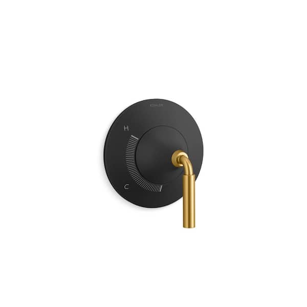 KOHLER Tone 1-Handle Pressure-Balancing Valve Trim in Matte Black with Moderne Brass (Valve Not Included)