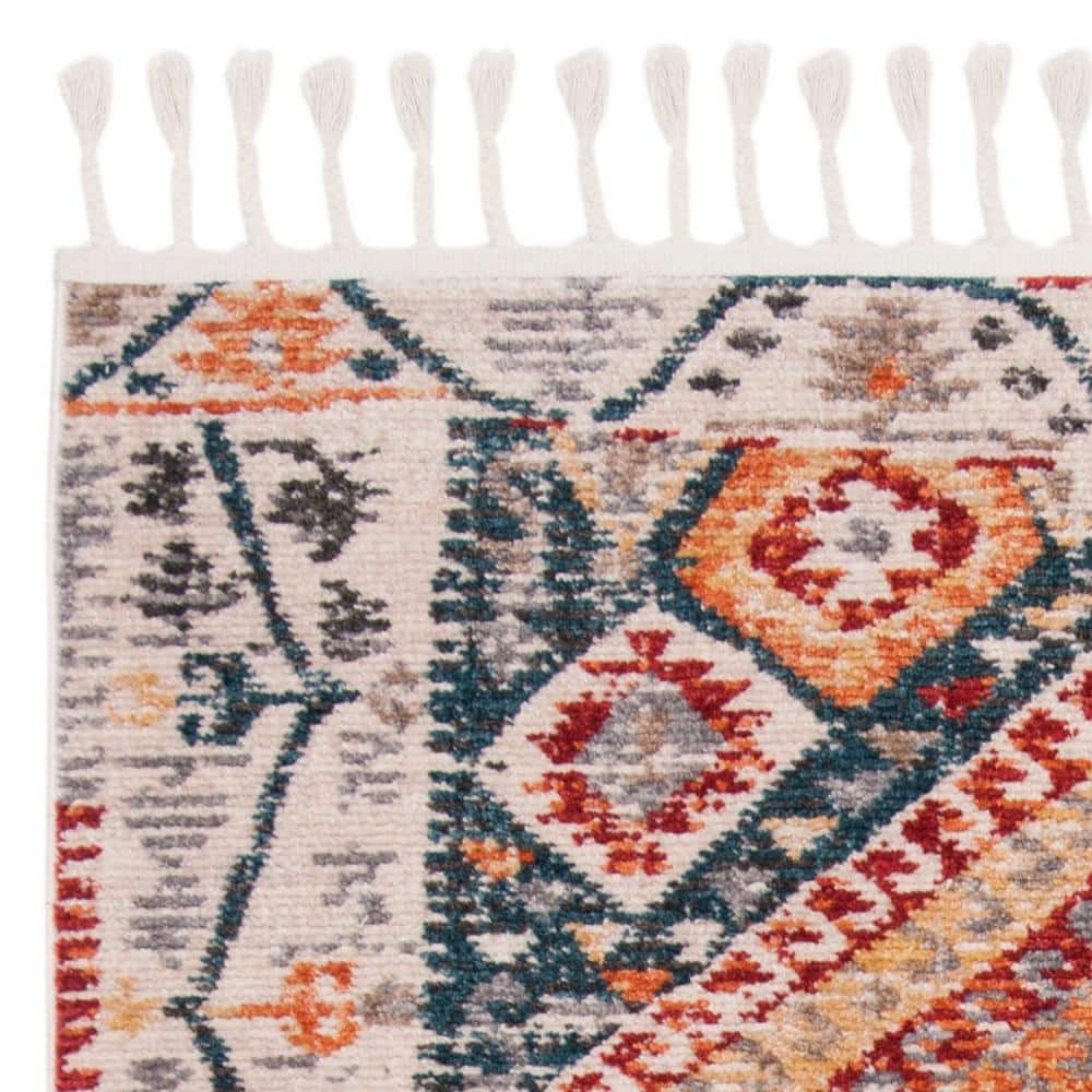 Handmade Blue Medallion Cotton Rectangular Rug 4' x 5'4"