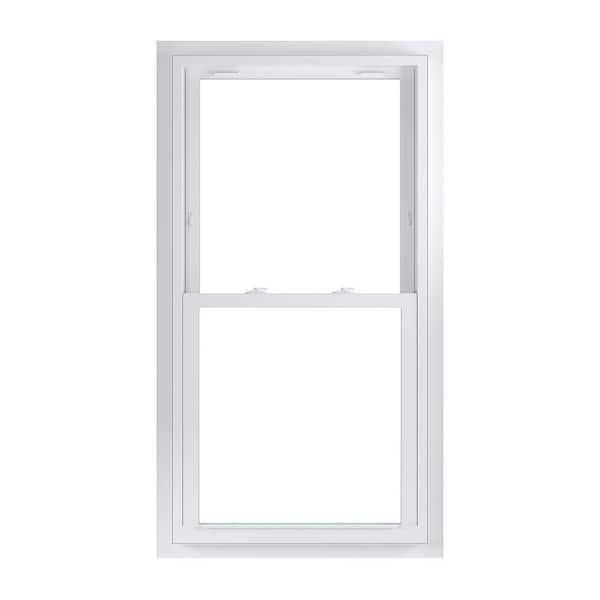 American Craftsman 29.75 in. x 56.75 in. 70 Series Low-E Argon Glass Double Hung White Vinyl Fin with J Window, Screen Incl