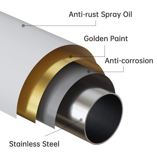 1-Piece Shower Curtain Rod in Gold, 43 in. -73 in. Non-Slip Spring Tension Shower Rod