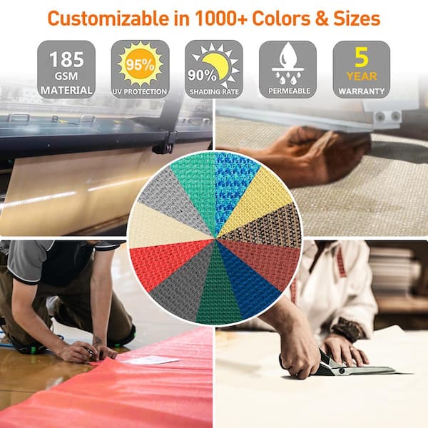 8 ft. x 7 ft. Customize Sand Sun Shade Sail UV Block 185 GSM Commercial Rectangle Outdoor Covering Backyard, Pergola