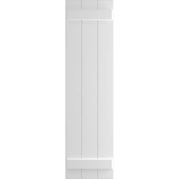 Ekena Millwork TruFit PVC 16.125 in. W x 67 in. H Board and Batten Shutters Pair in Unfinished