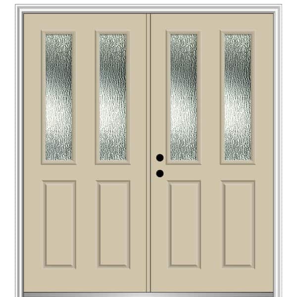 MMI Door 72 in. x 80 in. Right-Hand/Inswing Rain Glass Wicker Fiberglass Prehung Front Door on 4-9/16 in. Frame