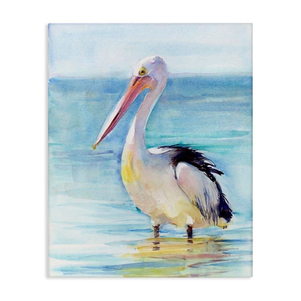 Stupell Industries Pelican Wading in Sea by John Keeling Unframed Coastal Graphic Art Print 20 in. x 16 in.