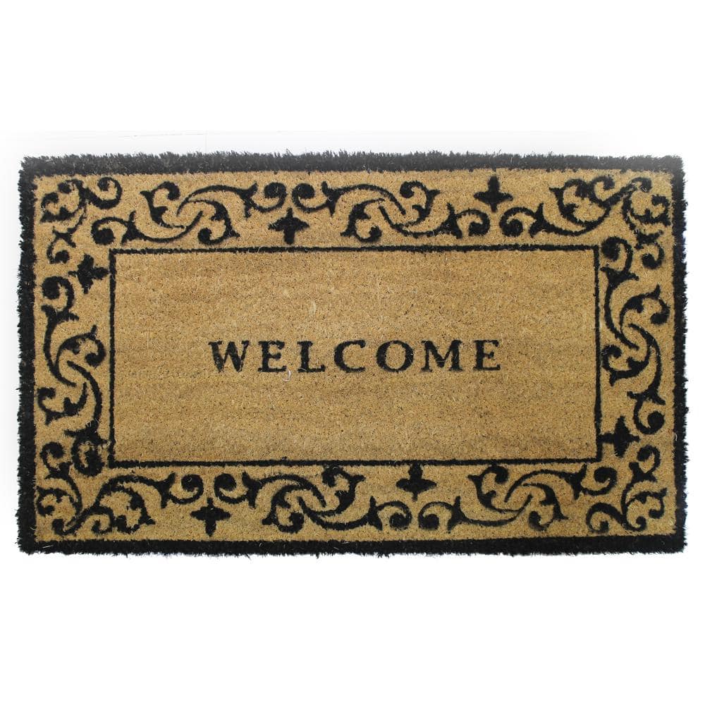 Welcome Natural 18 in. W x 30 in. L Coir Non-Slip Indoor Outdoor Door Mat