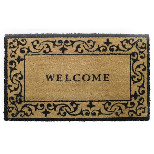 Unbranded Welcome Natural 18 in. W x 30 in. L Coir Non-Slip Indoor Outdoor Door Mat