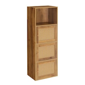 Xtra Storage Brown Autumn Haze/Beige Barley BoHo Weave 3-Door Cabinet with Shelf