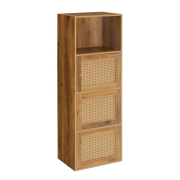 Convenience Concepts Xtra Storage Brown Autumn Haze/Beige Barley BoHo Weave 3-Door Cabinet with Shelf