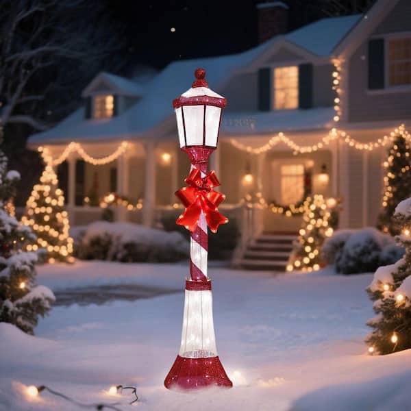 Starfree 60 in. Outdoor Christmas Decoration Lamp Post with Cool