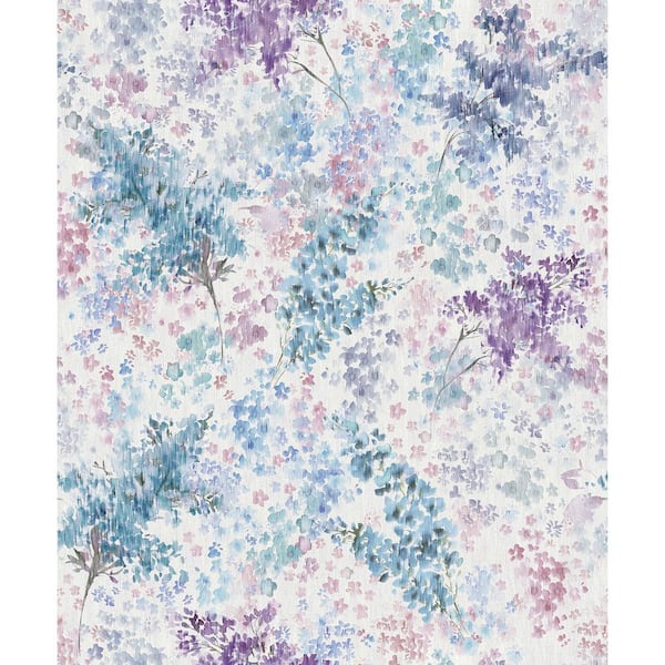 Unbranded Flora Collection Purple Soft Floral Foliage Matte Finish Non-Pasted Vinyl on Non-Woven Wallpaper Sample