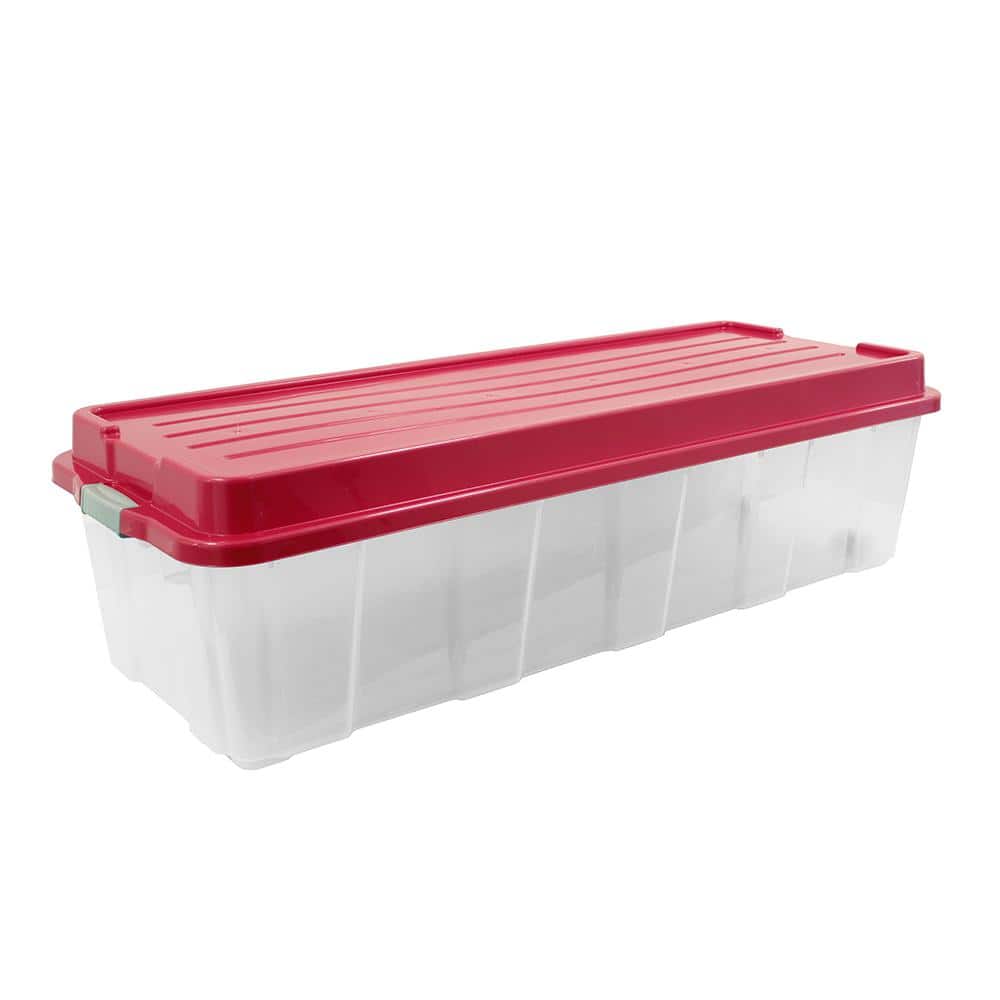 Reviews for Organize-it 65 Gal. Holiday Tree Storage Bin in Clear Base and  Red Cover