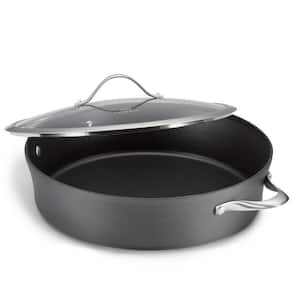 Contemporary 7 qt. Aluminum Nonstick Saute Pan in Black with Glass Lid